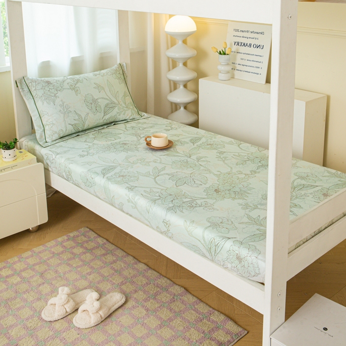 91家纺网 家纺一手货源 找家纺 舒慕家纺 2025新款天丝竹纤维学生软凉席 莫奈-绿