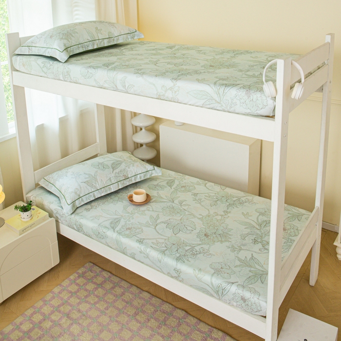 91家纺网 家纺一手货源 找家纺 舒慕家纺 2025新款天丝竹纤维学生软凉席 莫奈-绿