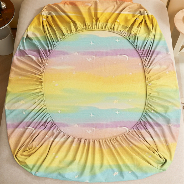 91家纺网 家纺一手货源 找家纺 优尚 2025全棉纯棉磨毛喷气印花学生三件套 缤纷彩虹