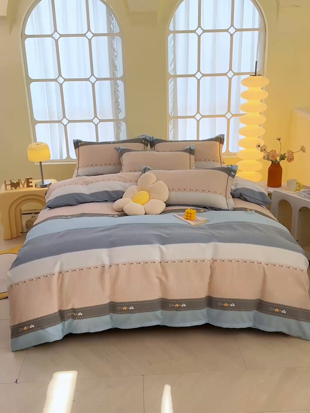 91家纺网 家纺一手货源 找家纺 优尚家纺 2025新款全棉磨毛纯棉喷气印花清新轻奢款四件套 罗马格调