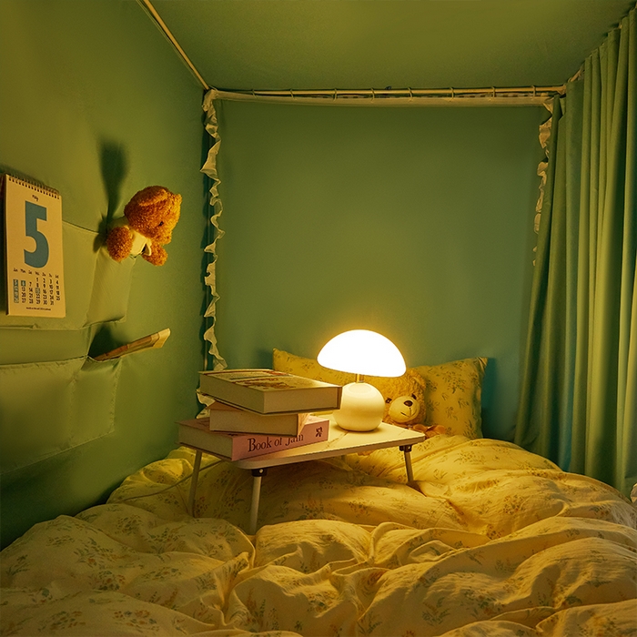 91家纺网 家纺一手货源 找家纺 薇梦蚊帐 2025新款学生宿舍遮光渐变蚊帐 渐变花边-果绿