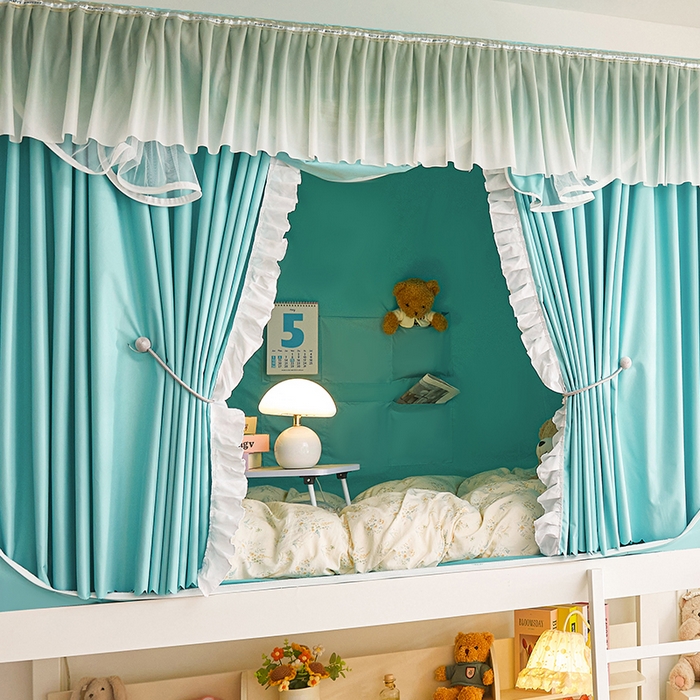 91家纺网 家纺一手货源 找家纺 薇梦蚊帐 2025新款学生宿舍遮光渐变蚊帐 渐变花边-果绿