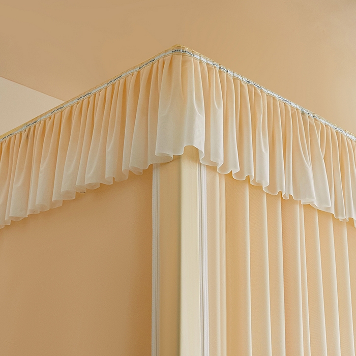 91家纺网 家纺一手货源 找家纺 薇梦蚊帐 2025新款学生宿舍遮光渐变蚊帐 渐变花边-嫩黄