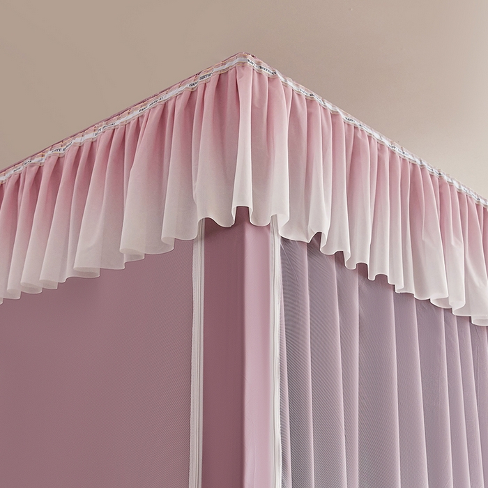 91家纺网 家纺一手货源 找家纺 薇梦蚊帐 2025新款学生宿舍遮光渐变蚊帐 渐变花边-香芋紫