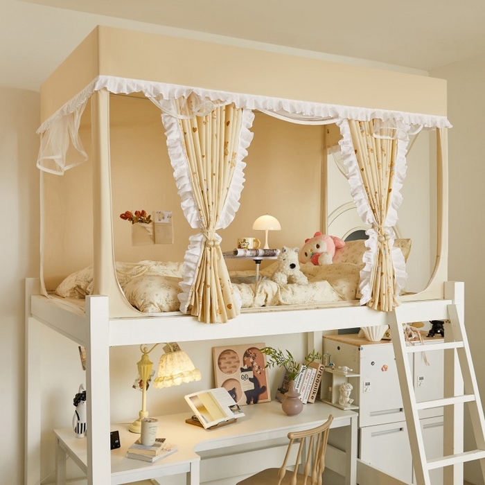 91家纺网 家纺一手货源 找家纺 （总）薇梦蚊帐 2025新款遮光床帘刺绣款学生蚊帐抱抱熊系列