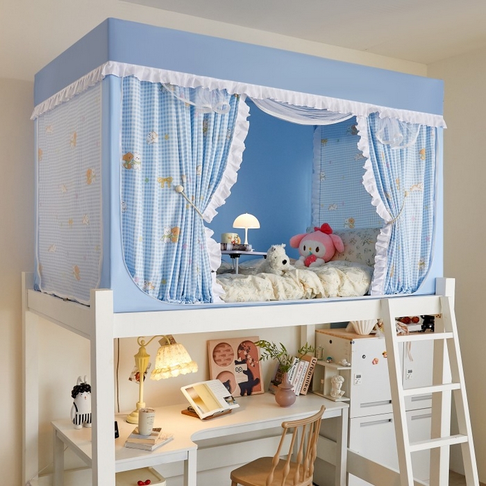 91家纺网 家纺一手货源 找家纺 （总）薇梦蚊帐 2025新款遮光床帘刺绣款学生蚊帐抱抱熊系列