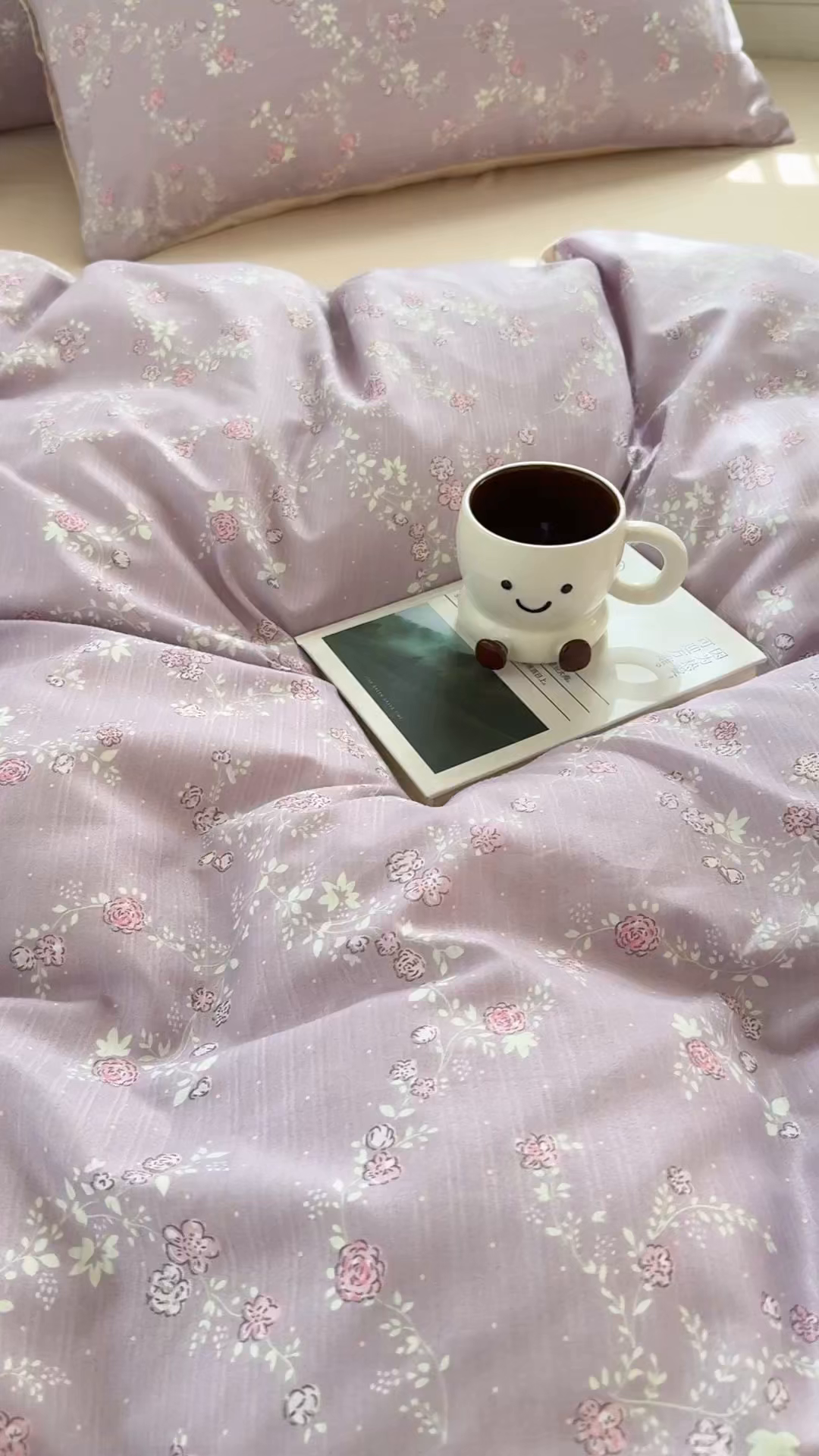 91家纺网 家纺一手货源 找家纺 可可家纺 2025直播热款亲肤有氧提花小竺棉四件套 星辰花紫 