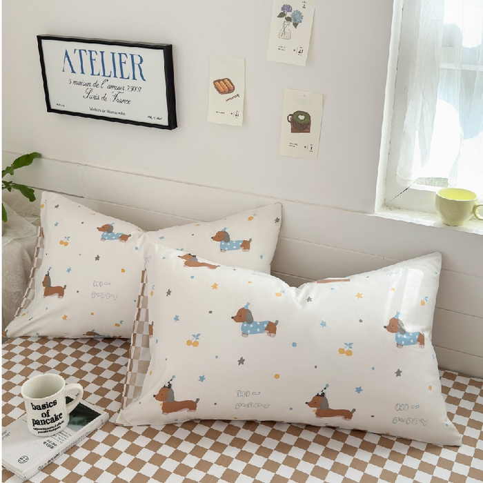 91家纺网 家纺一手货源 找家纺 （总）可可家纺 2025新款印花卡通芦荟棉枕套亲肤信封式枕头套小清新