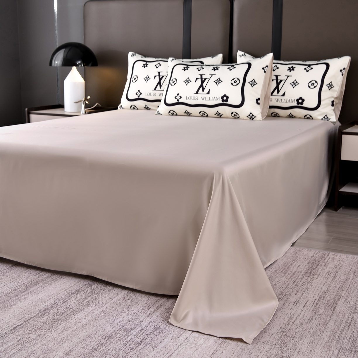 91家纺网 家纺一手货源 找家纺 娜娜 2025新款水洗真丝数码印花四件套 白V