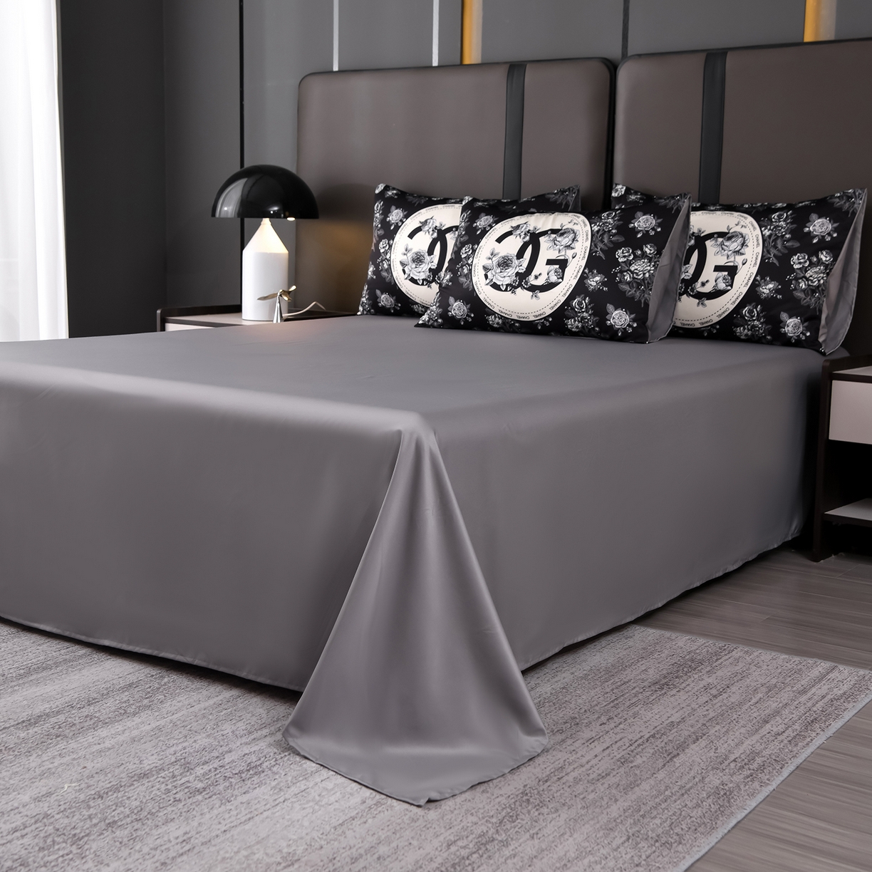 91家纺网 家纺一手货源 找家纺 娜娜 2025新款水洗真丝数码印花四件套 黑牡丹