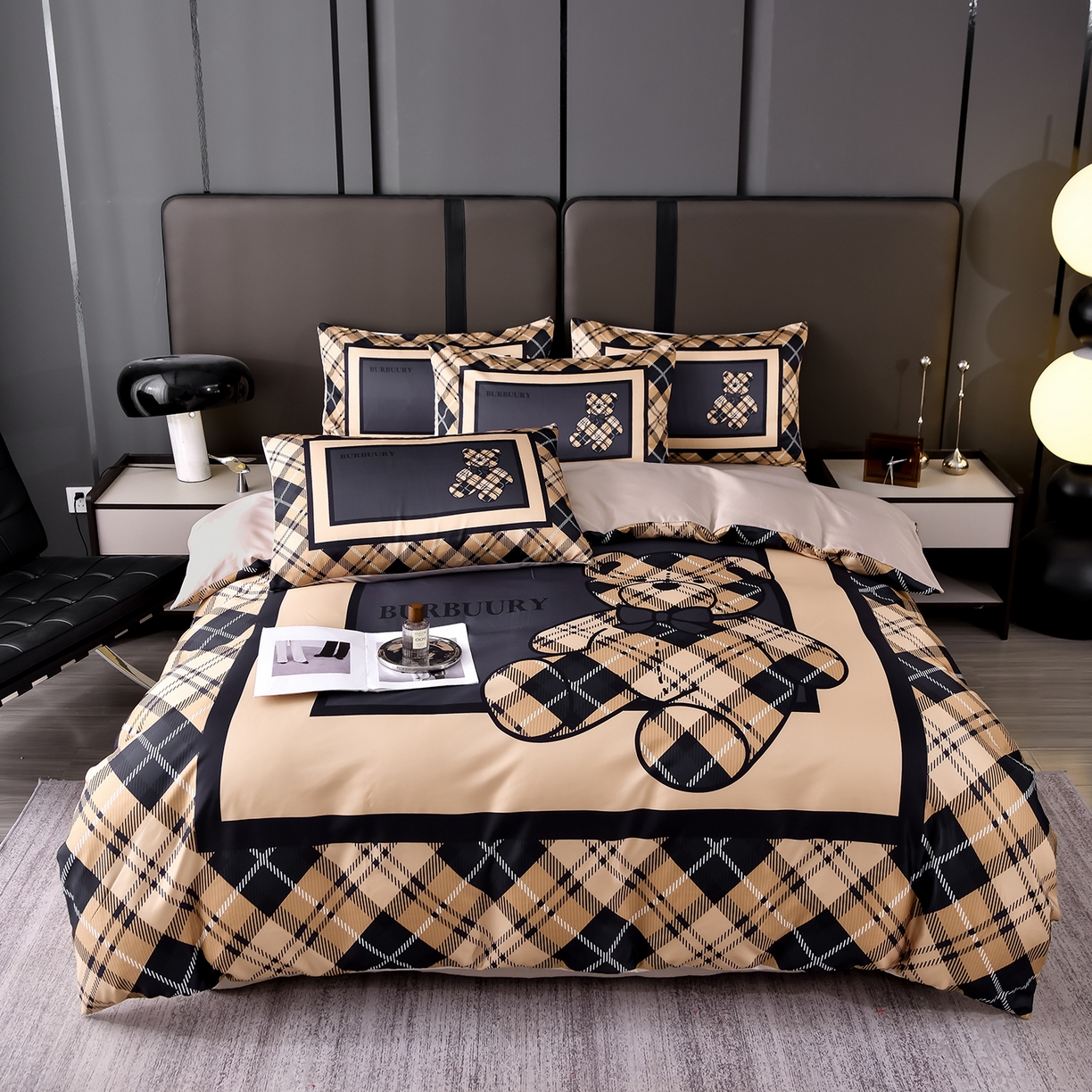 娜娜 2025新款水洗真丝数码印花四件套 熊先生