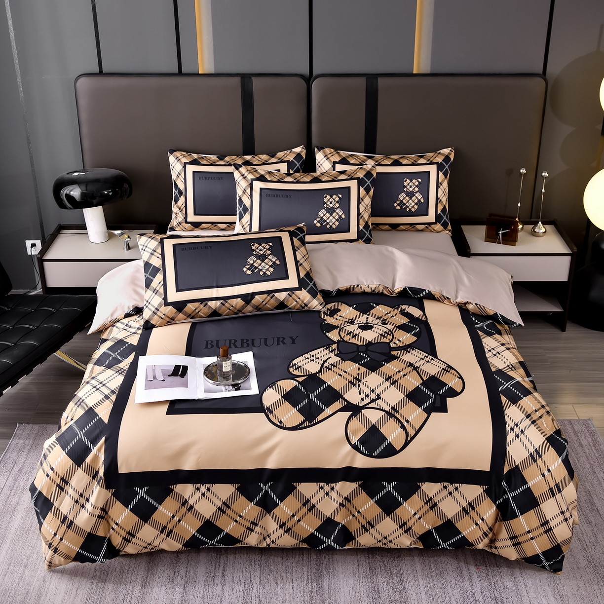 91家纺网 家纺一手货源 找家纺 娜娜 2025新款水洗真丝数码印花四件套 熊先生