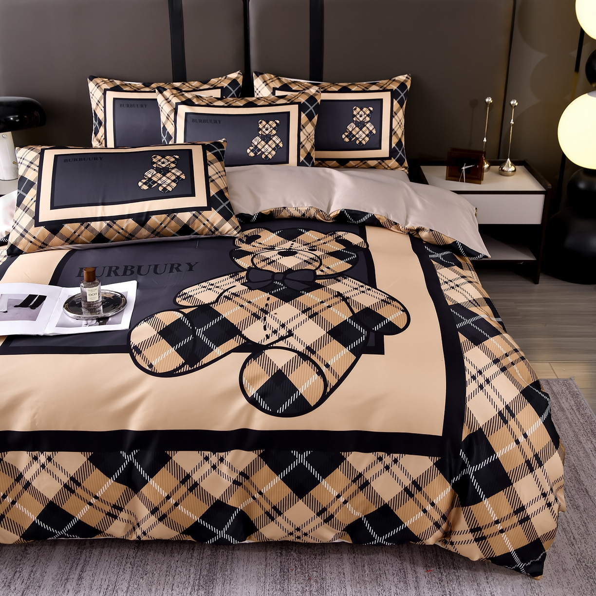 91家纺网 家纺一手货源 找家纺 娜娜 2025新款水洗真丝数码印花四件套 熊先生