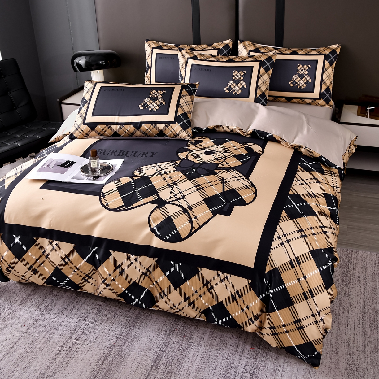 91家纺网 家纺一手货源 找家纺 娜娜 2025新款水洗真丝数码印花四件套 熊先生