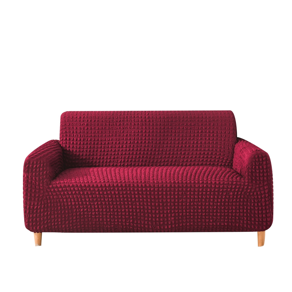 布兰鸟【沙发套】 2025新款泡纱沙发套【英文常规款】 单色酒红