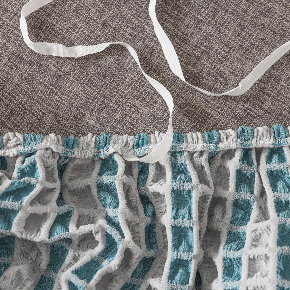 91家纺网 家纺一手货源 找家纺 布兰鸟【沙发套】 2025新款泡纱沙发套【英文常规款】 双色蓝