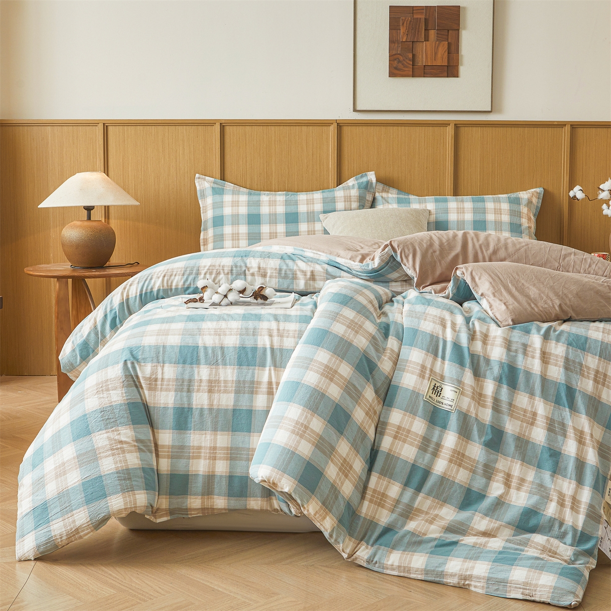 91家纺网 家纺一手货源 找家纺 西域种棉人·千百笠 2025新款A类可拆卸里外全棉100%新疆棉花被子冬被全棉单人学生宿舍加厚保暖春 绿咖格