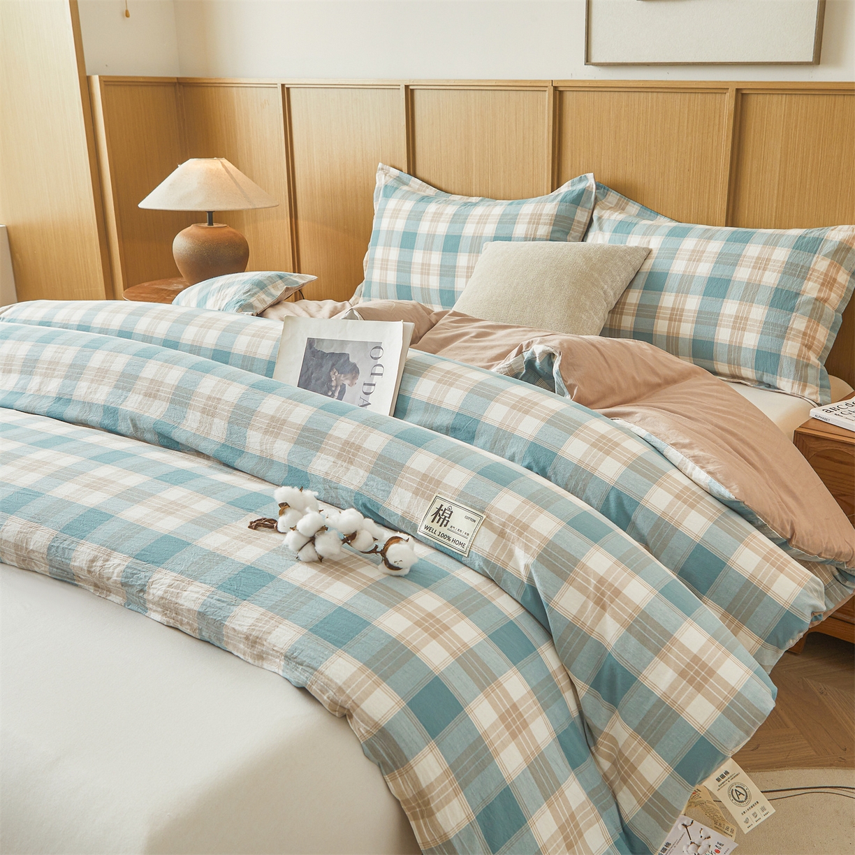 91家纺网 家纺一手货源 找家纺 西域种棉人·千百笠 2025新款A类可拆卸里外全棉100%新疆棉花被子冬被全棉单人学生宿舍加厚保暖春 绿咖格