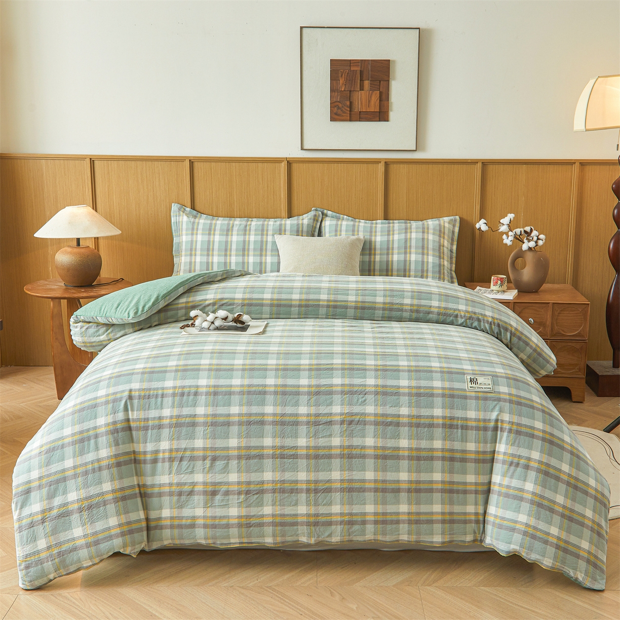 91家纺网 家纺一手货源 找家纺 西域种棉人·千百笠 2025新款A类可拆卸里外全棉100%新疆棉花被子冬被全棉单人学生宿舍加厚保暖春 雅致绿格