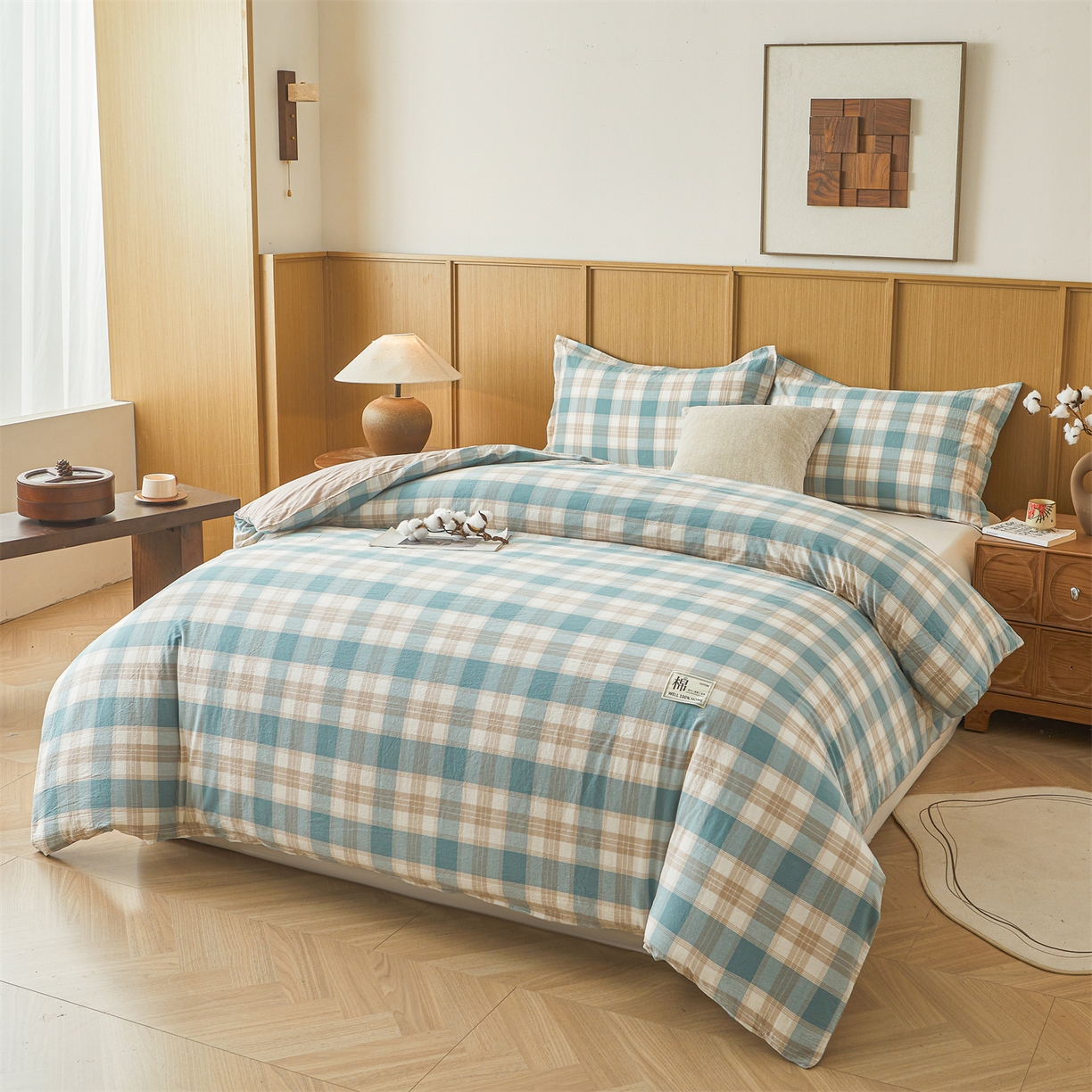 91家纺网 家纺一手货源 找家纺 西域种棉人·千百笠 2025新款A类可拆卸里外全棉100%新疆棉花被子冬被全棉单人学生宿舍加厚保暖春 绿咖格