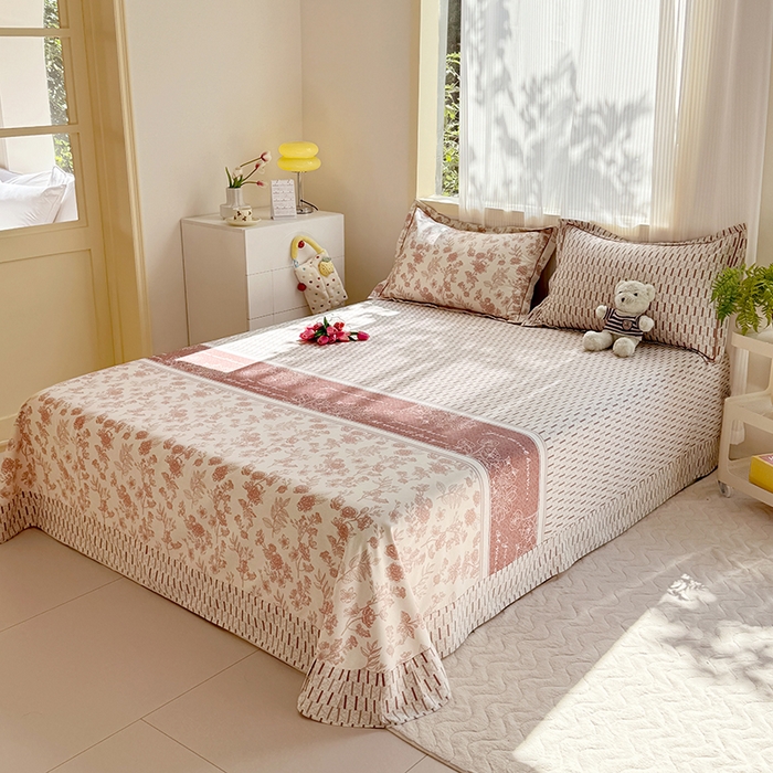 91家纺网 家纺一手货源 找家纺 家贝爱 2024新款加厚纯棉生态磨毛床单系列 芙拉