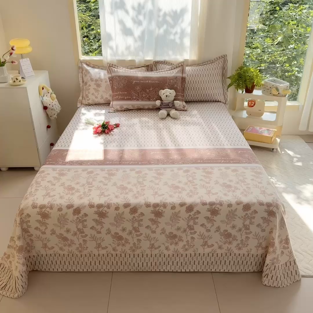 91家纺网 家纺一手货源 找家纺 家贝爱 2024新款加厚纯棉生态磨毛床单系列 芙拉