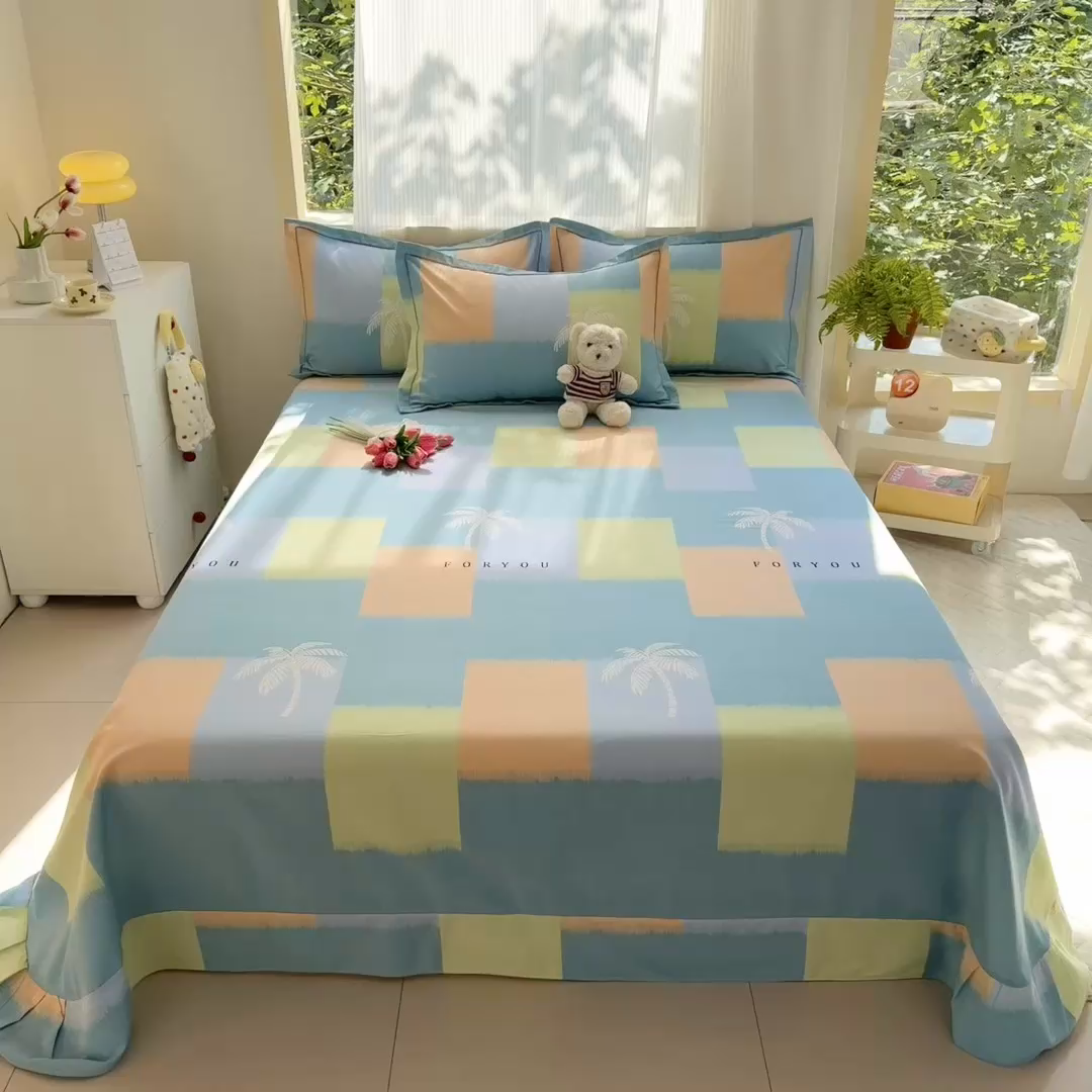 91家纺网 家纺一手货源 找家纺 家贝爱 2024新款加厚纯棉生态磨毛床单系列  浪漫旅程