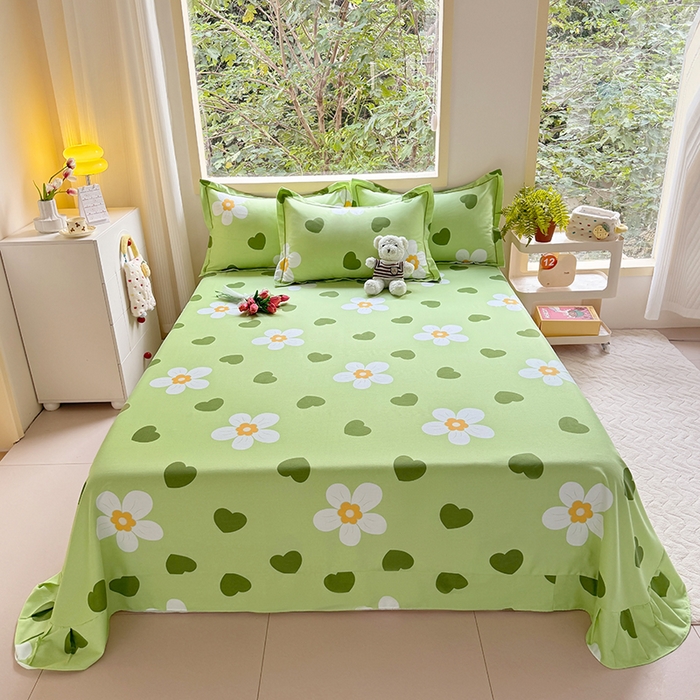 家贝爱 2024新款加厚纯棉生态磨毛床单系列 绿色心情
