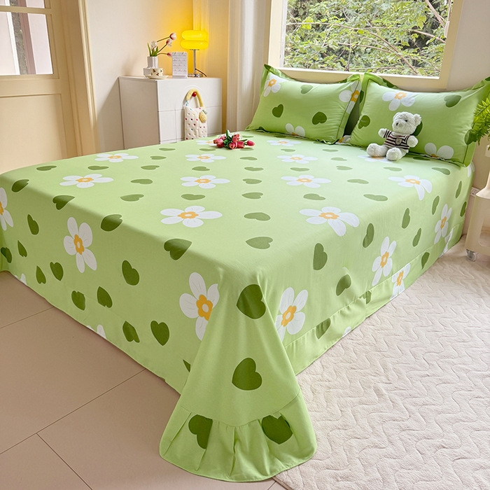 91家纺网 家纺一手货源 找家纺 家贝爱 2024新款加厚纯棉生态磨毛床单系列 绿色心情