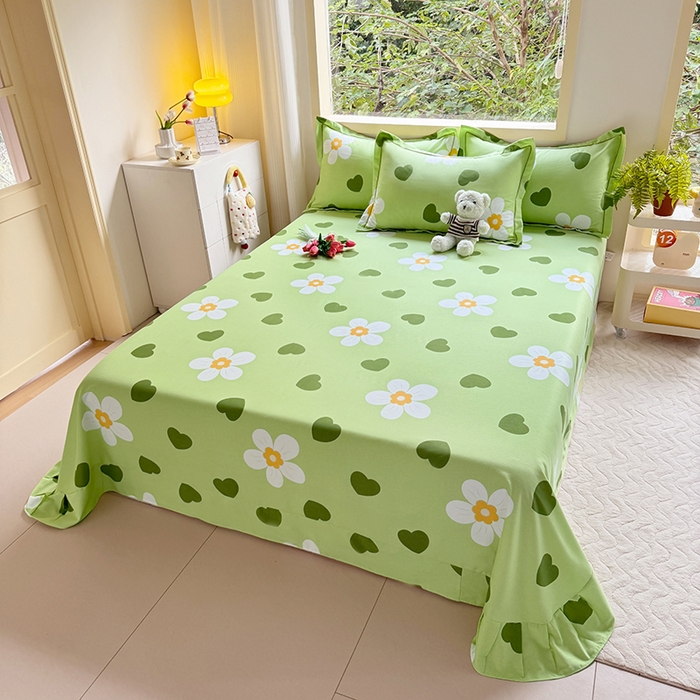 91家纺网 家纺一手货源 找家纺 家贝爱 2024新款加厚纯棉生态磨毛床单系列 绿色心情