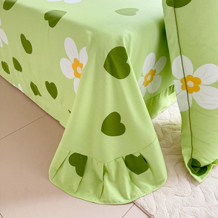 91家纺网 家纺一手货源 找家纺 家贝爱 2024新款加厚纯棉生态磨毛床单系列 绿色心情