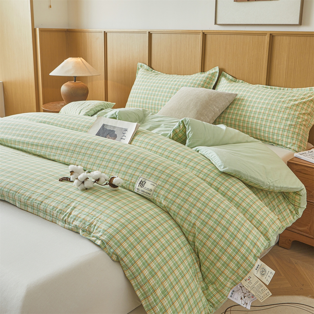 91家纺网 家纺一手货源 找家纺 西域种棉人·千百笠 2025新款A类可拆卸里外全棉100%新疆棉花被子冬被全棉单人学生宿舍加厚保暖春 沐绿小格