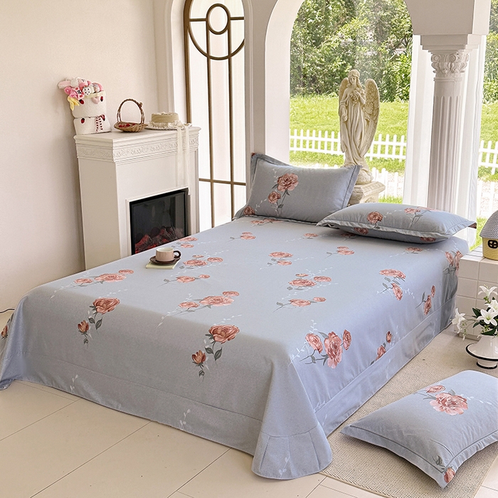 91家纺网 家纺一手货源 找家纺 家贝爱 2024新款加厚纯棉生态磨毛床单系列 芙蓉花语
