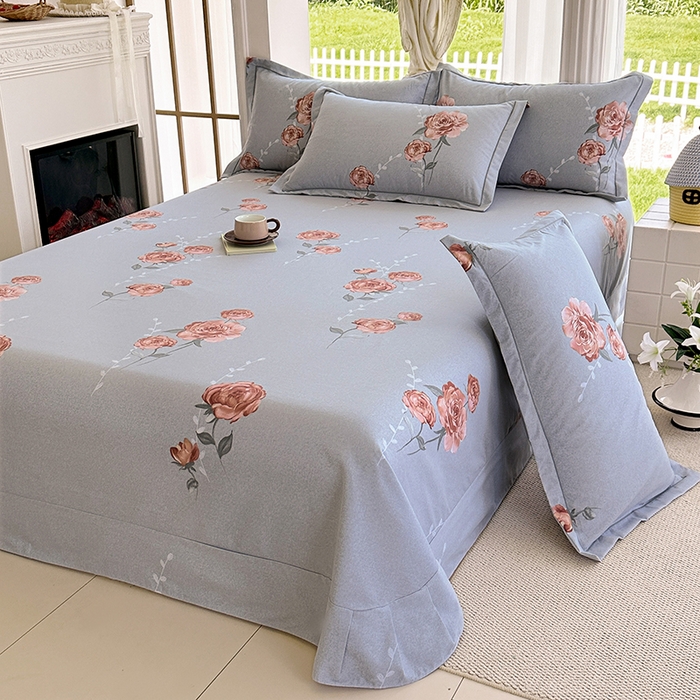 91家纺网 家纺一手货源 找家纺 家贝爱 2024新款加厚纯棉生态磨毛床单系列 芙蓉花语