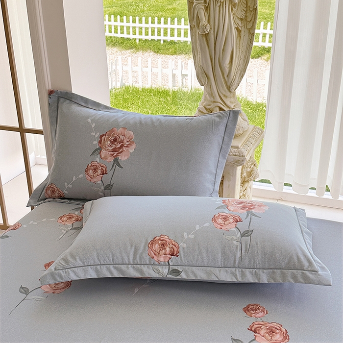 91家纺网 家纺一手货源 找家纺 家贝爱 2024新款加厚纯棉生态磨毛床单系列 芙蓉花语