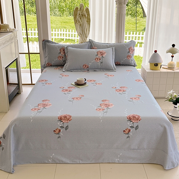 91家纺网 家纺一手货源 找家纺 家贝爱 2024新款加厚纯棉生态磨毛床单系列 芙蓉花语