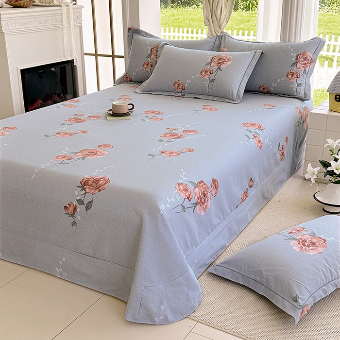 91家纺网 家纺一手货源 找家纺 家贝爱 2024新款加厚纯棉生态磨毛床单系列 芙蓉花语