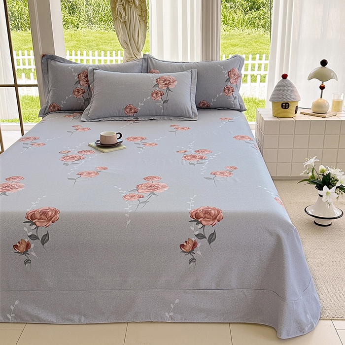 91家纺网 家纺一手货源 找家纺 家贝爱 2024新款加厚纯棉生态磨毛床单系列 芙蓉花语