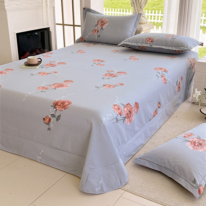 91家纺网 家纺一手货源 找家纺 家贝爱 2024新款加厚纯棉生态磨毛床单系列 芙蓉花语