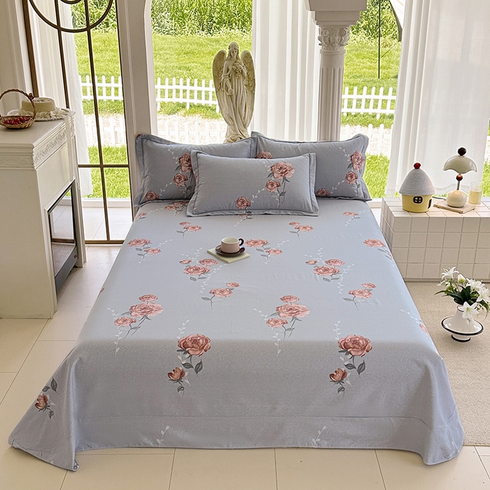 家贝爱 2024新款加厚纯棉生态磨毛床单系列 芙蓉花语