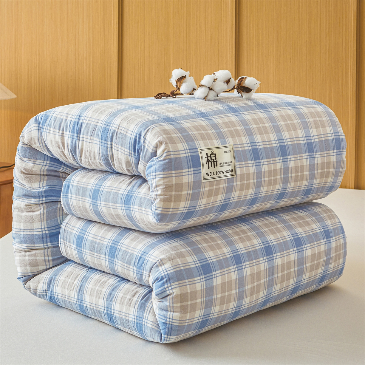 91家纺网 家纺一手货源 找家纺 西域种棉人·千百笠 2025新款A类可拆卸里外全棉100%新疆棉花被子冬被全棉单人学生宿舍加厚保暖春 韵蓝格