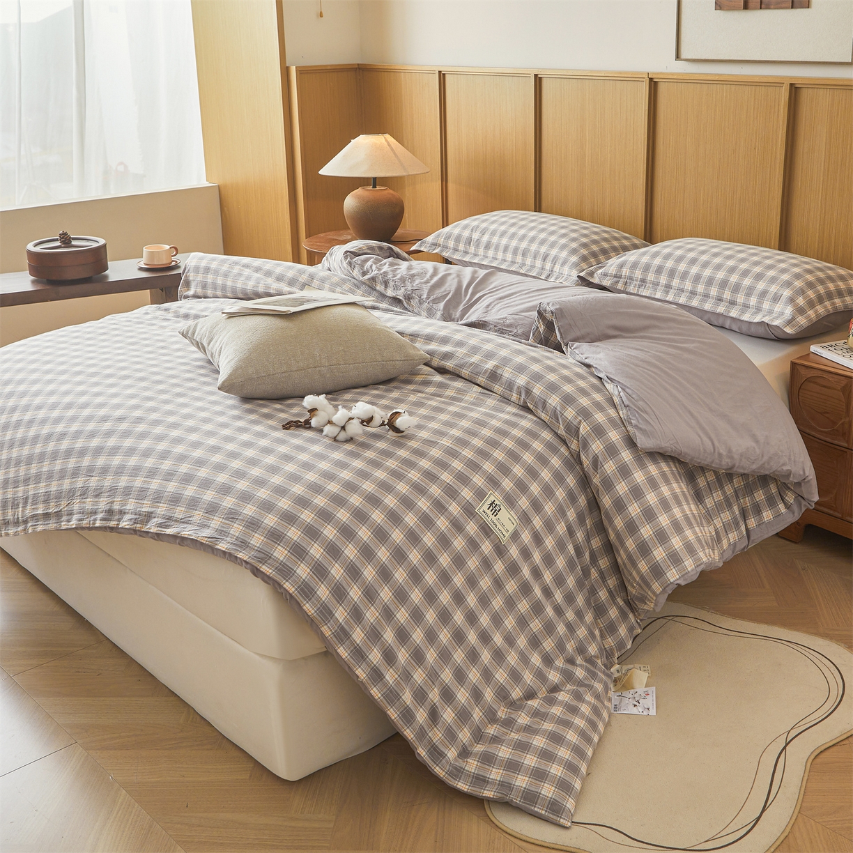 91家纺网 家纺一手货源 找家纺 西域种棉人·千百笠 2025新款A类可拆卸里外全棉100%新疆棉花被子冬被全棉单人学生宿舍加厚保暖春 韵灰格