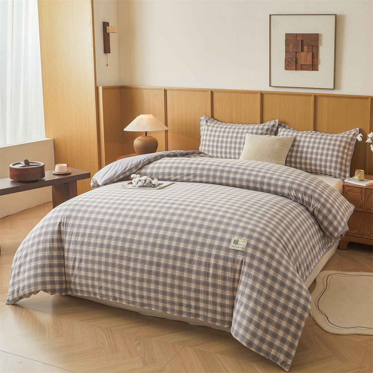 91家纺网 家纺一手货源 找家纺 西域种棉人·千百笠 2025新款A类可拆卸里外全棉100%新疆棉花被子冬被全棉单人学生宿舍加厚保暖春 韵灰格