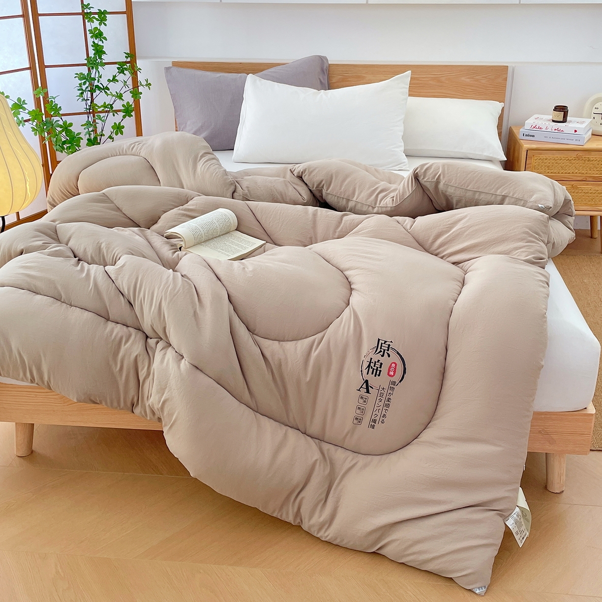 91家纺网 家纺一手货源 找家纺 尊妙被业 2025新款水洗棉原棉冬被被子被芯春秋被子母被直播批发（永不断货） 原棉-卡其