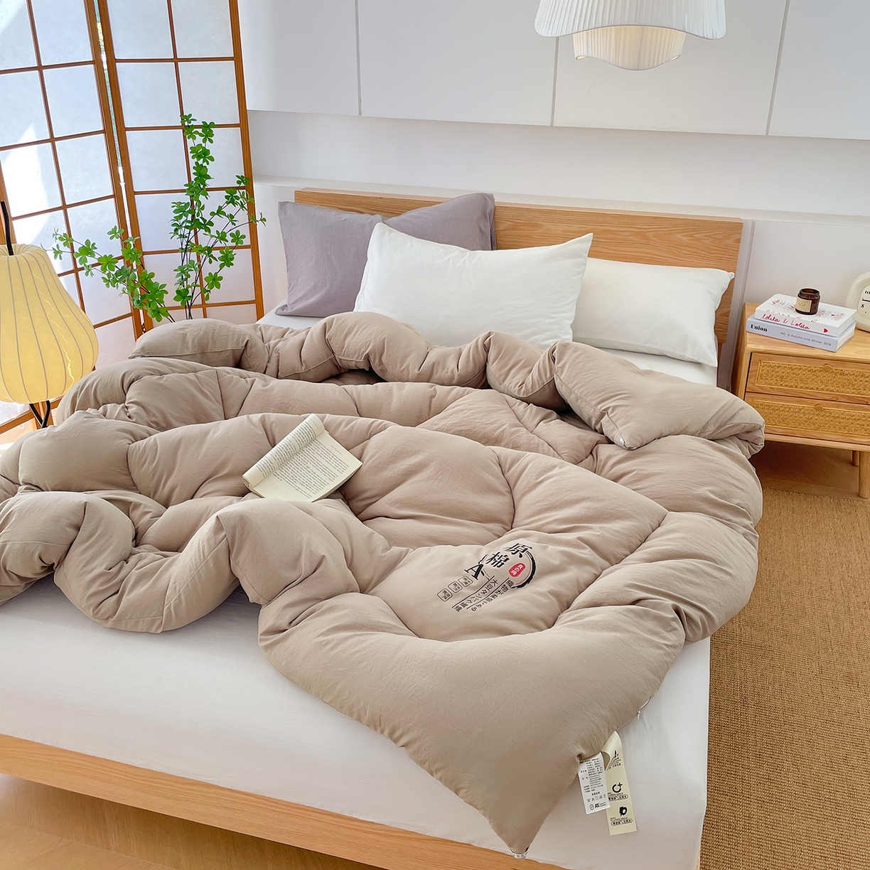 91家纺网 家纺一手货源 找家纺 尊妙被业 2025新款水洗棉原棉冬被被子被芯春秋被子母被直播批发（永不断货） 原棉-卡其