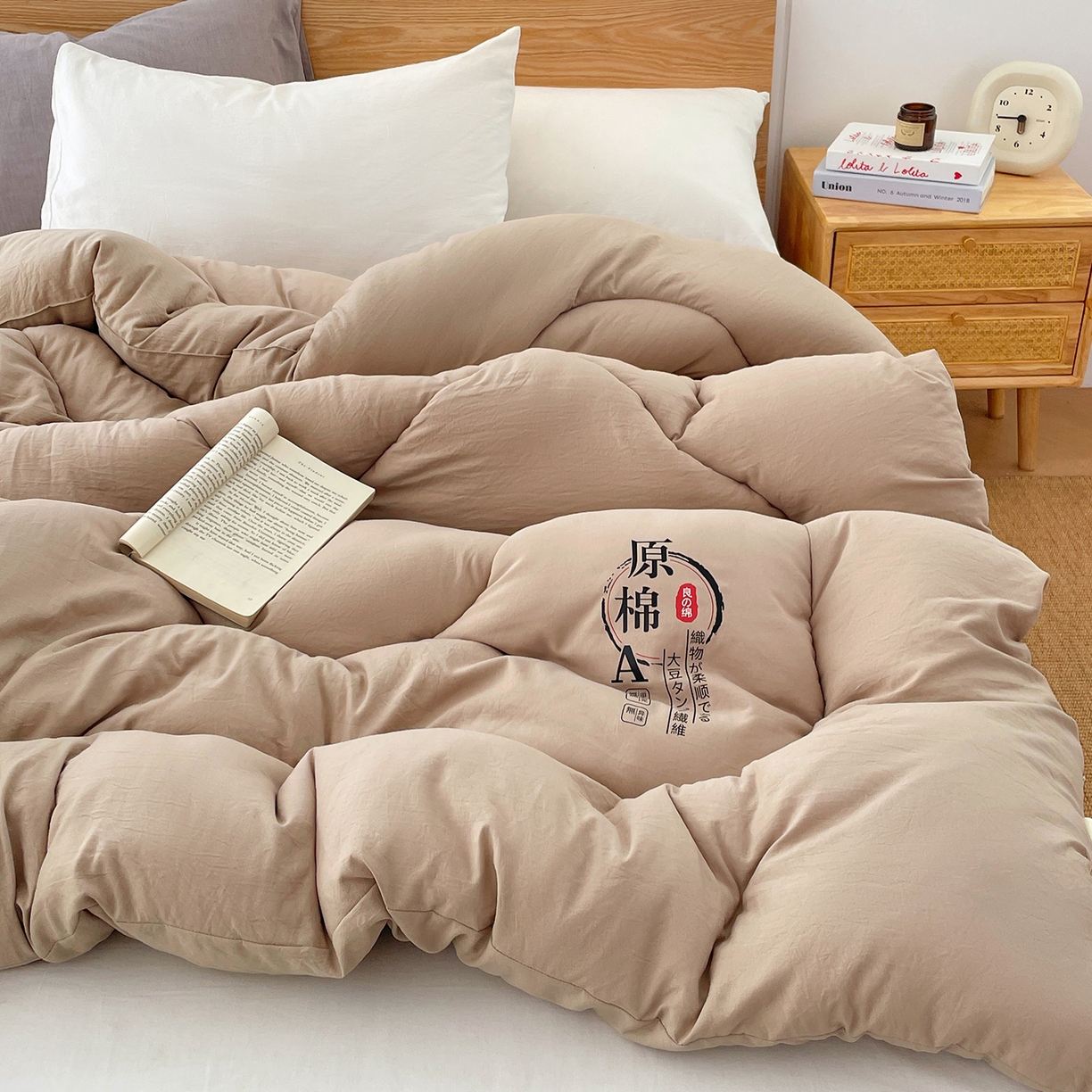 91家纺网 家纺一手货源 找家纺 尊妙被业 2025新款水洗棉原棉冬被被子被芯春秋被子母被直播批发（永不断货） 原棉-卡其