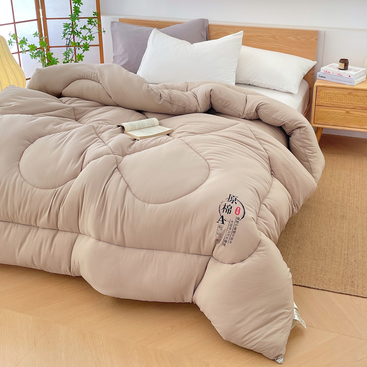 91家纺网 家纺一手货源 找家纺 尊妙被业 2025新款水洗棉原棉冬被被子被芯春秋被子母被直播批发（永不断货） 原棉-卡其