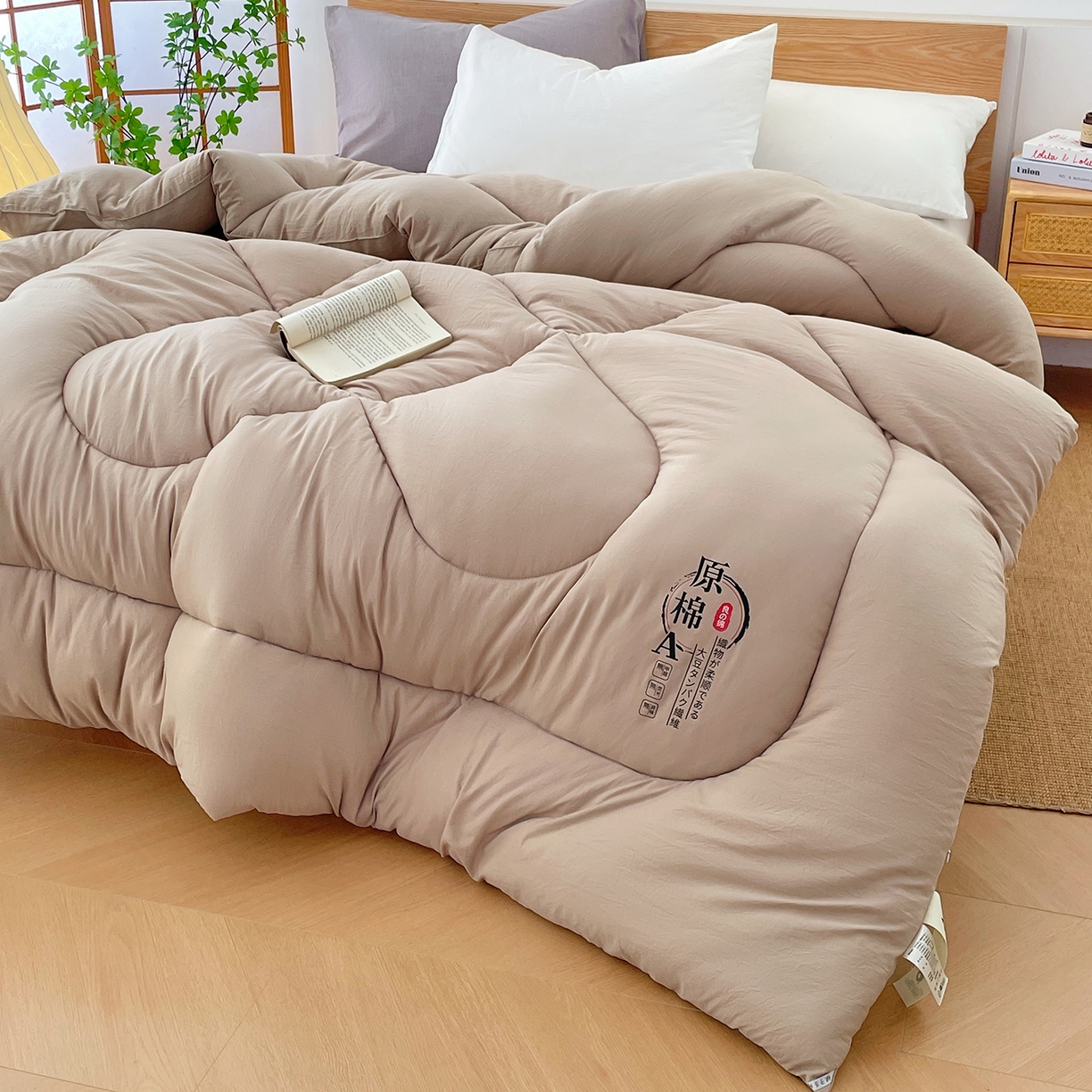 91家纺网 家纺一手货源 找家纺 尊妙被业 2025新款水洗棉原棉冬被被子被芯春秋被子母被直播批发（永不断货） 原棉-卡其