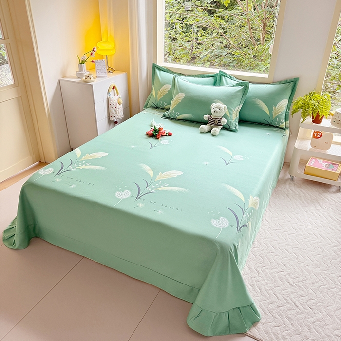 91家纺网 家纺一手货源 找家纺 家贝爱 2024新款加厚纯棉生态磨毛床单系列 蒲公英