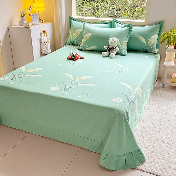 91家纺网 家纺一手货源 找家纺 家贝爱 2024新款加厚纯棉生态磨毛床单系列 蒲公英